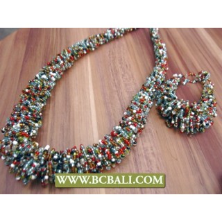 Wrapted Beads Necklace Bracelets Sets 